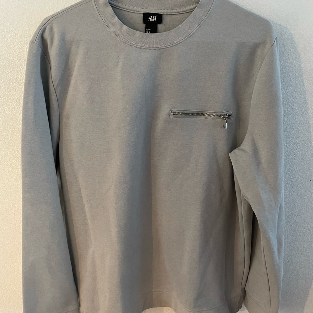 H&M mens grey crewneck with zipper detail